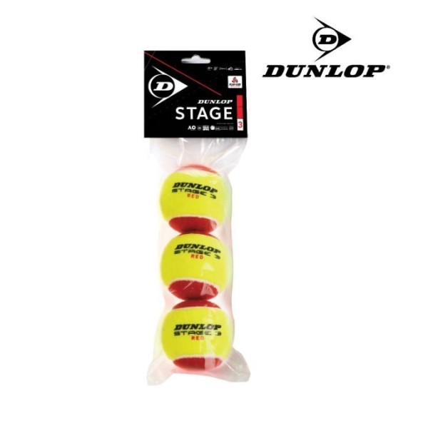 Dunlop Stage 3 Red Tennis Balls Pack of 3 | Ipontennis