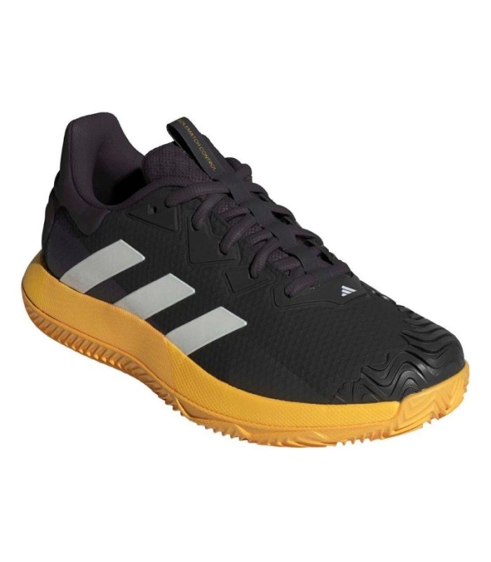 ADIDAS SOLEMATCH CONTROL CLAY TENNIS SHOES BLACK SILVER ORANGE