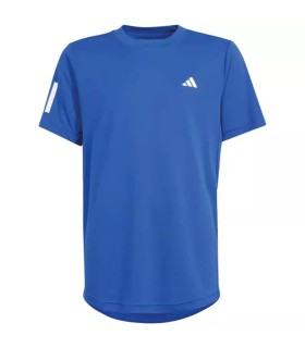 Blaues Adidas Club 3 Streifen Junior T-Shirt | Ipontennis