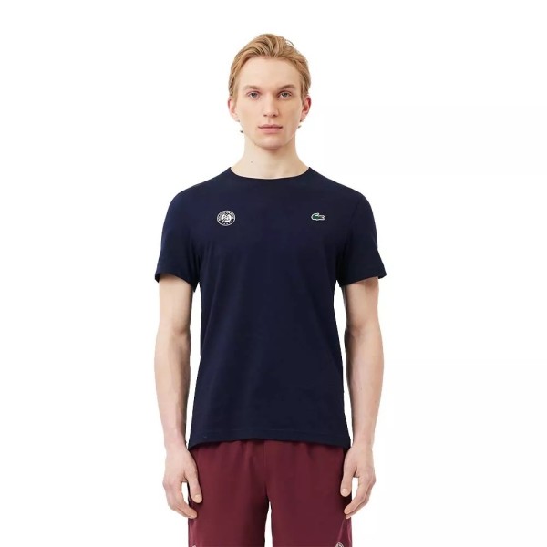 T-shirt de tennis bleu marine Roland Garros de Lacoste | Ipontennis