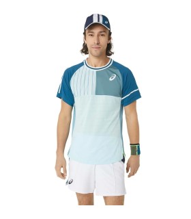 Camiseta de jogo Asics branca e azul | Ipontennis