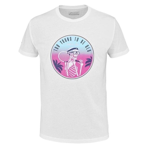 T-shirt Blanche avec Message d'Exercice Babolat | Ipontennis