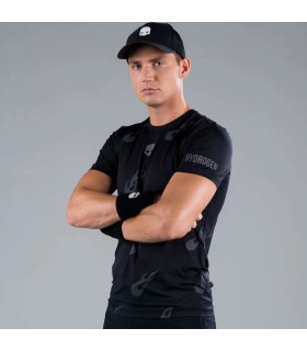 Schwarzes T-Shirt mit Wasserstofftechnologie-Flammen | Ipontennis