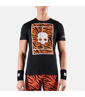 Camiseta Preta Laranja de Pista de Tênis Hydrogen | Ipontennis