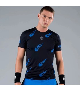 Camiseta Preta Azul de Chamas de Tecnologia de Hidrogênio | Ipontennis