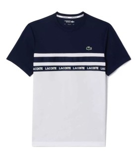 Lacoste Camiseta de tênis branca e azul marinho | Ipontennis