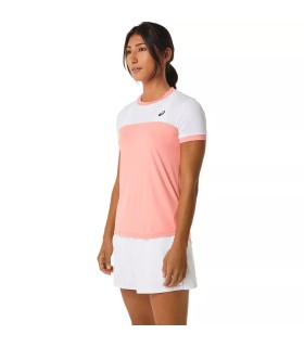 Asics Court SS Damen T-Shirt Weiß Rosa | Ipontennis