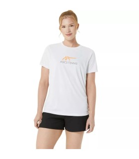 Asics Court Graphic Woman T-Shirt White   Orange