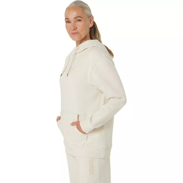 Camisola com capuz para mulher Asics Logo em branco sujo | Ipontennis