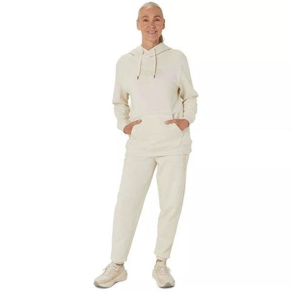 Sweat à capuche pour femme Asics Logo en blanc cassé | Ipontennis