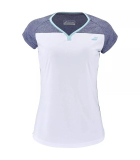 Babolat Play Cap Damen T-Shirt Weiß Blau Hthr | Ipontennis