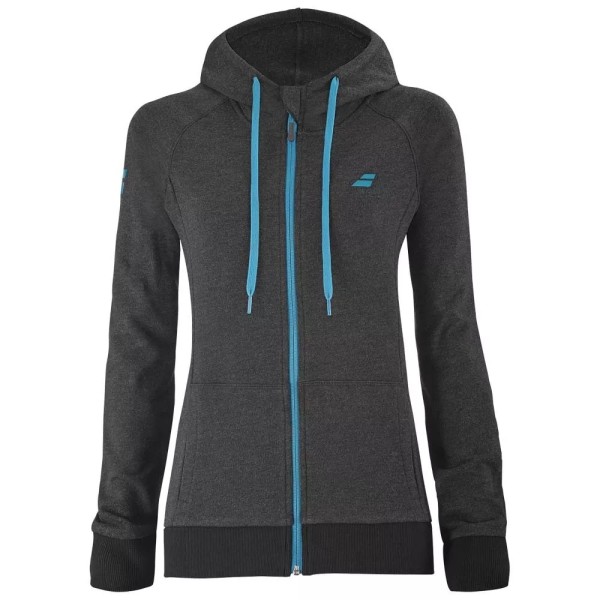 Damen-Trainingsjacke mit Kapuze Babolat Black Heather | Ipontennis
