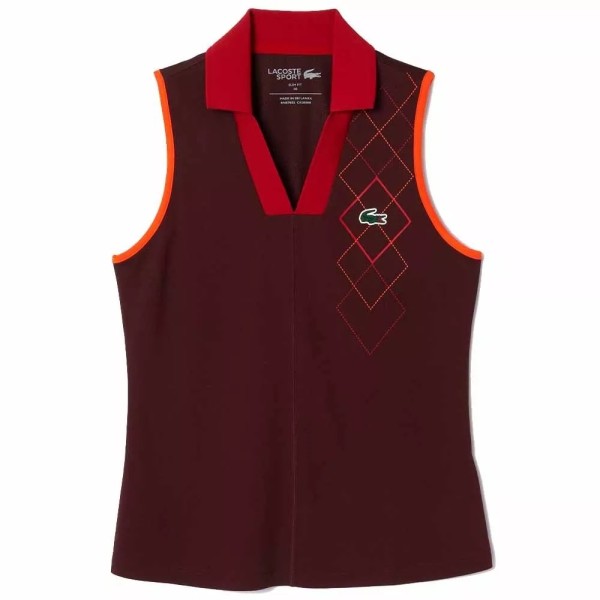 Lacoste Polo sans manches pour femme couleur bordeaux | Ipontennis