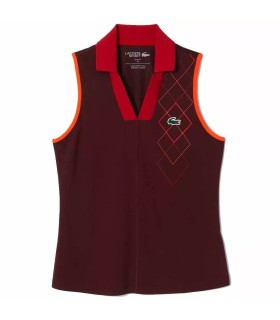 Lacoste Women Sleeveless Polo Shirt Burgundy1