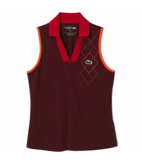 Lacoste Women Sleeveless Polo Shirt Burgundy | IPONTENNIS