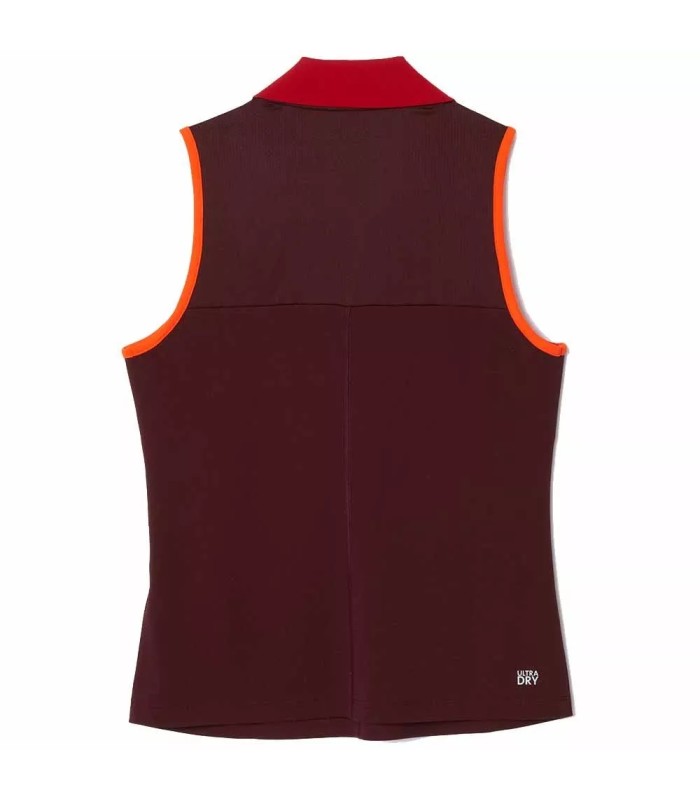 Lacoste Polo sans manches pour femme couleur bordeaux | Ipontennis