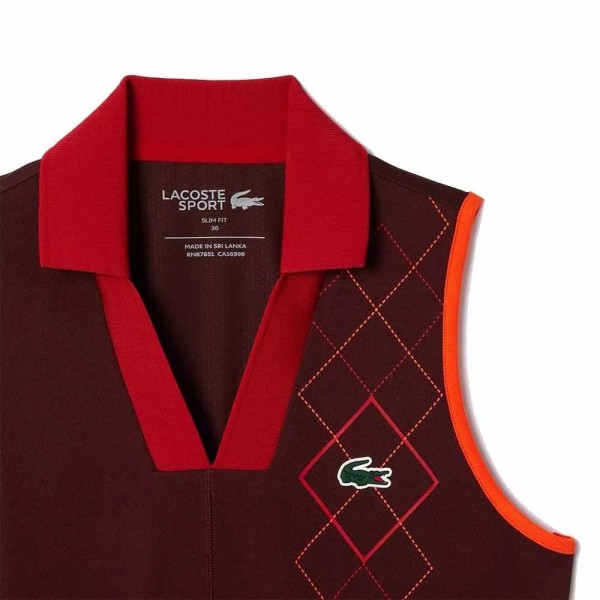 Lacoste Polo sem mangas para mulher cor bordô | Ipontennis