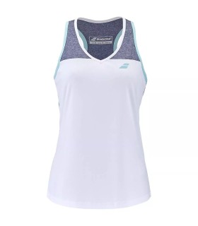 Babolat Play Girl Tank Top Bianco Blu Hthr | Ipontennis