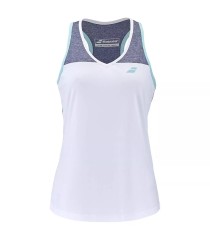 Babolat Play Girl Tank Top Bianco Blu Hthr | Ipontennis