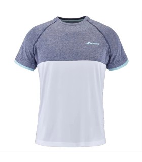 Babolat Play Crew Neck Boy Blue   White T-Shirt