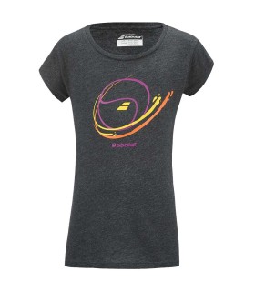 Camiseta de Exercício para Menina Babolat Preta Mesclada | Ipontennis