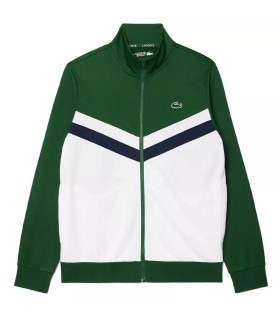 Giacca da Tennis con Cerniera Verde Bianca di Lacoste | Ipontennis