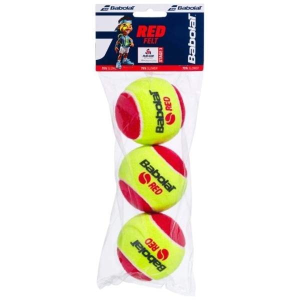 Bolsa de 3 pelotas Babolat de fieltro rojo 1