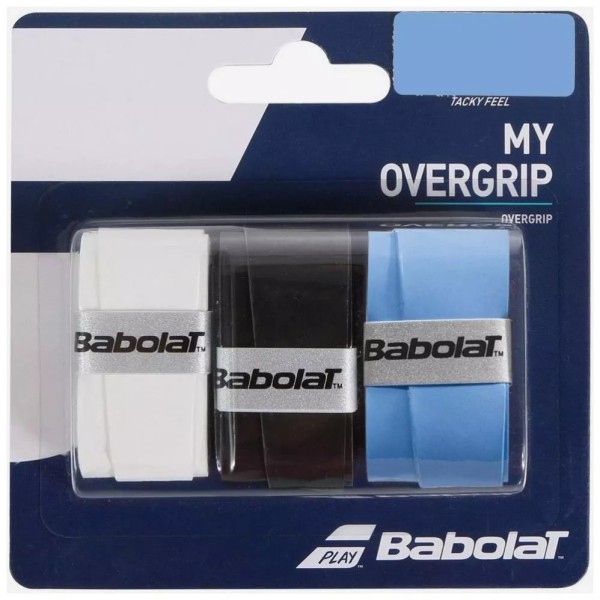 Set of 3 Babolat overgrips Blue White Black | IPONTENNIS