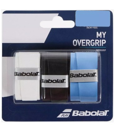 Set of 3 Babolat overgrips Blue White Black | IPONTENNIS
