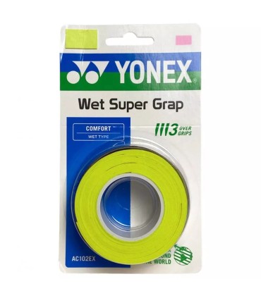 Pack de 3 sobregrips Yonex Wet Super Grap Verde 1