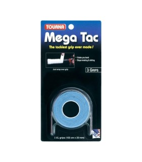 Pack of 3 blue Tourna Mega Tac XL overgrips | IPONTENNIS