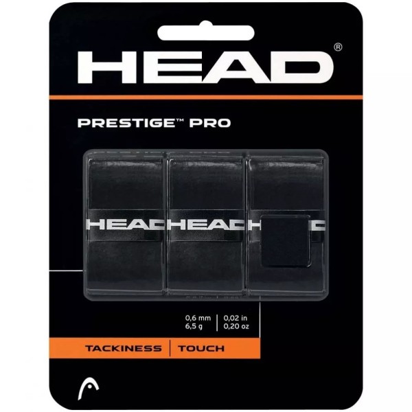 Raquete Head Prestige Pro Preta com 3 overgrips. | IPONTENNIS