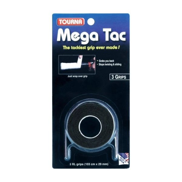 Set of 3 Tourna Mega Tac XL Black overgrips | IPONTENNIS