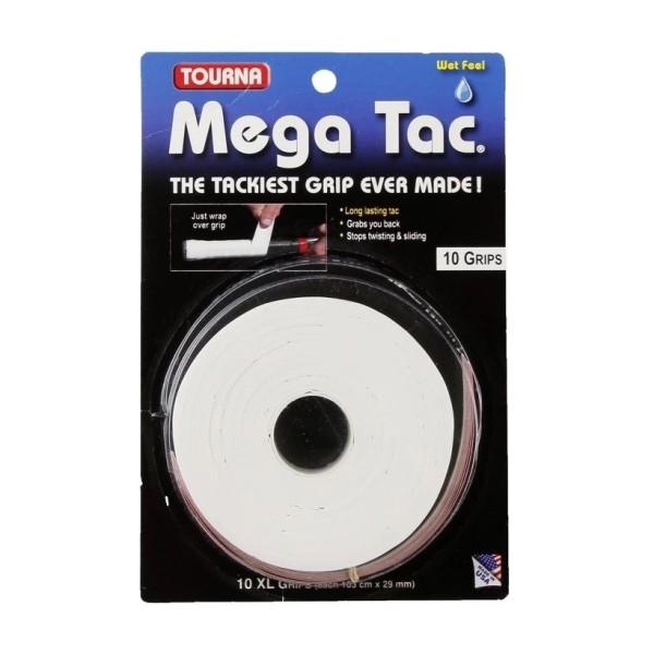 10 impugnature sovrapposte Tourna Mega Tac XL bianche | IPONTENNIS