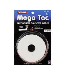 10 white Tourna Mega Tac XL overgrips | IPONTENNIS
