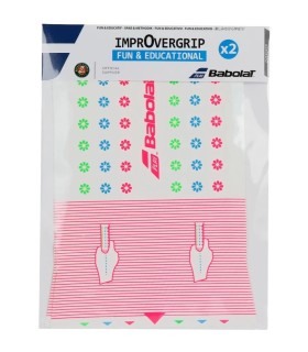 Pack de 2 sobregrips Babolat Improvergrip Blanco / Rosa 1