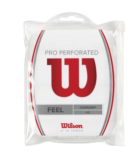 12 Sobregrips Perforados Wilson Pro Blancos 1