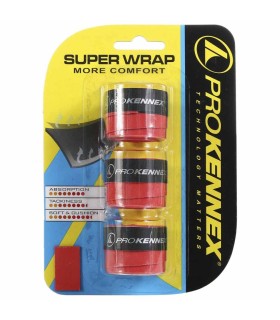 Paquete de 3 sobregrips Pro Kennex Super Wrap Rojo 1