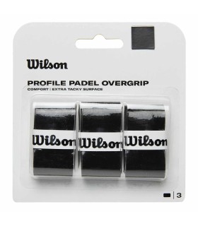 Pack de 3 overgrips negros Wilson Profile para pala de pádel 1