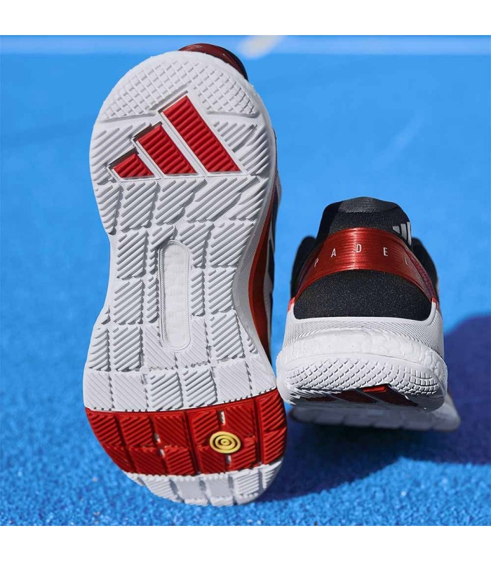 Adidas Crazyquick Boost paddle shoes in white, black, and red. | IPONTENNIS