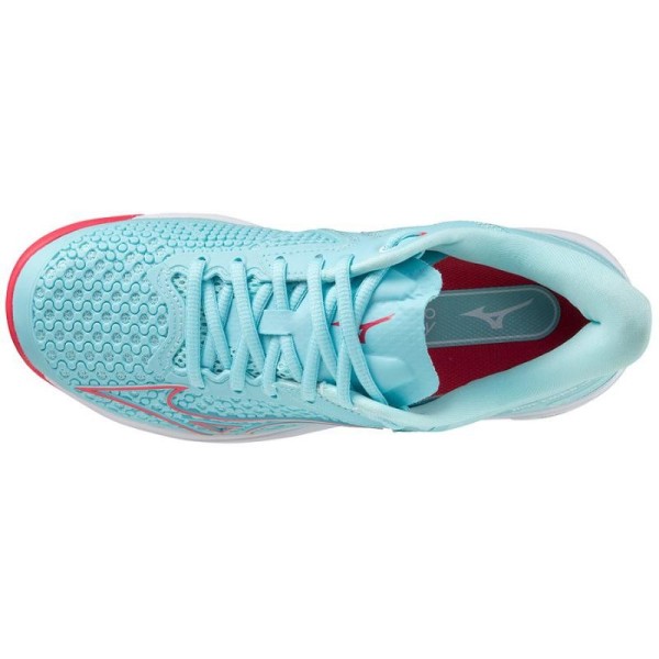 Zapatillas Mizuno Wave Exceed Tour 5 CC Turquesa Blanco Mujer 4