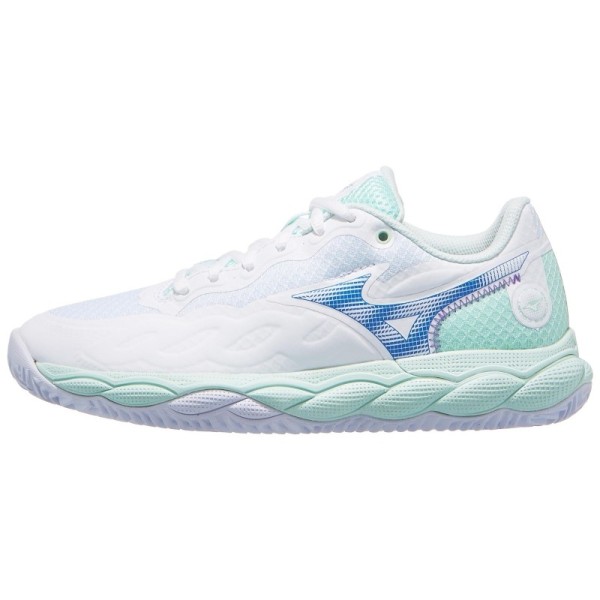 Zapatillas Mizuno Wave Enforce Court Clay Blanco Azul Mujer Oferta + Barato 3