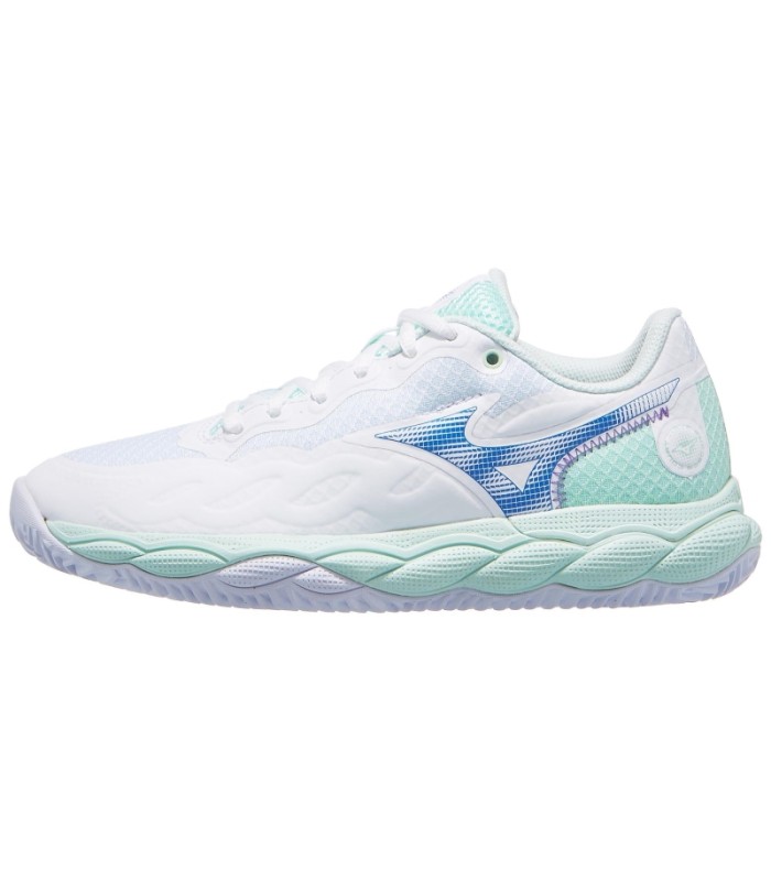 Mizuno Wave Enforce Court Clay White Blue Women's Shoes  | Ipontennis