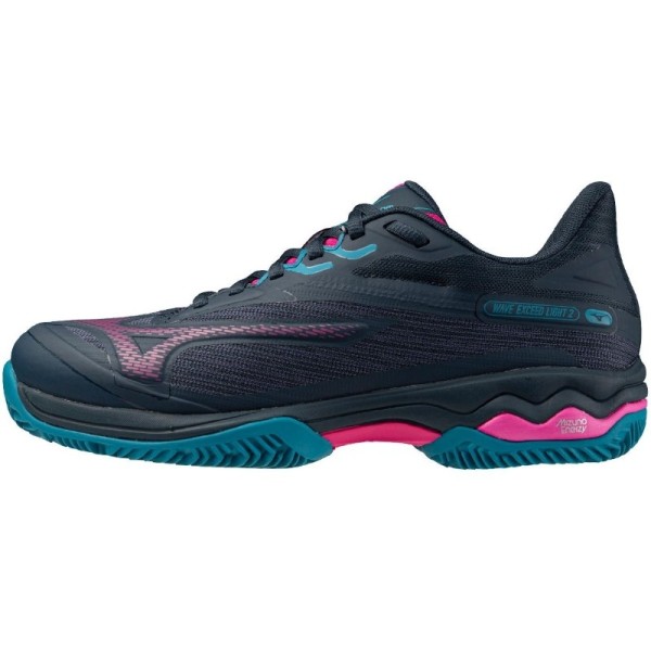 Chaussures de Padel Mizuno Wave Exceed Light 2 Bleu Marine Fuchsia Femme | Ipontennis