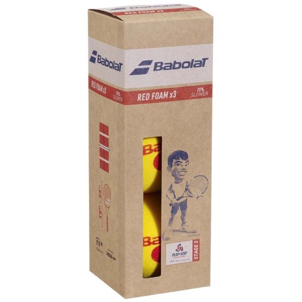 Confezione di 3 palline Babolat Red Foam.