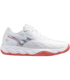 Chaussures Mizuno Wave Enforce Court Clay Blanc Bleu Corail Femme Offre + Pas Cher 1