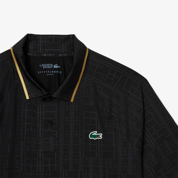 Polo de Tenis Lacoste Novak Djokovic en Pista Negro 3
